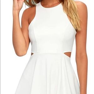 Belongsci white midi dress with side cut outs